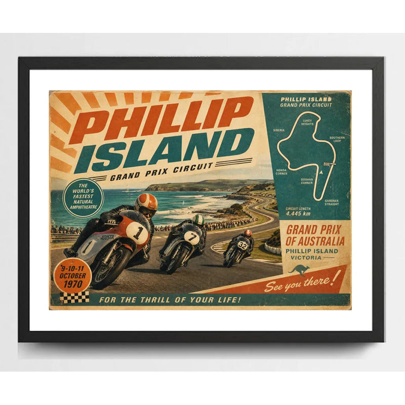 Cuadro Phillip Island Moto Gp Circuito Carrera Autodromo Br2 Marco Negro
