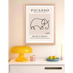 Cuadro Picasso Elefante Abstracto Obra Pintor Marco Oak Marco Marrón Claro