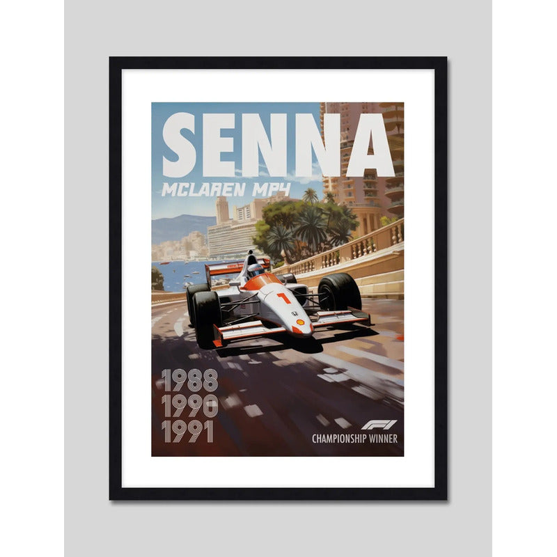 Cuadro Ayrton Senna Mclaren Formula 1 Auto Carrera F1 Arte Marco Negro