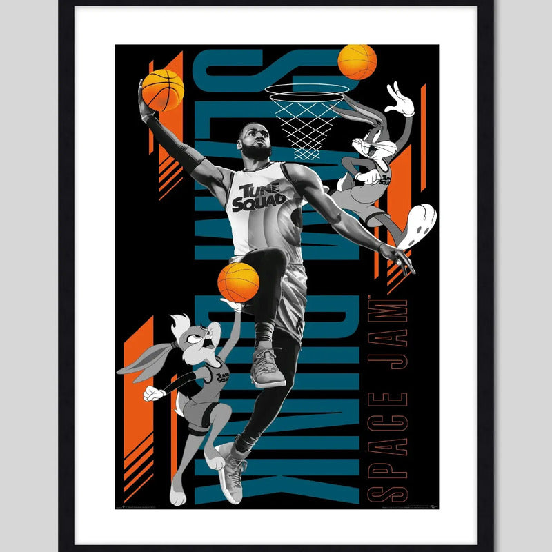 Cuadro Lebron James Space Jam Basket Looney Tunes Pelicula Marco Negro