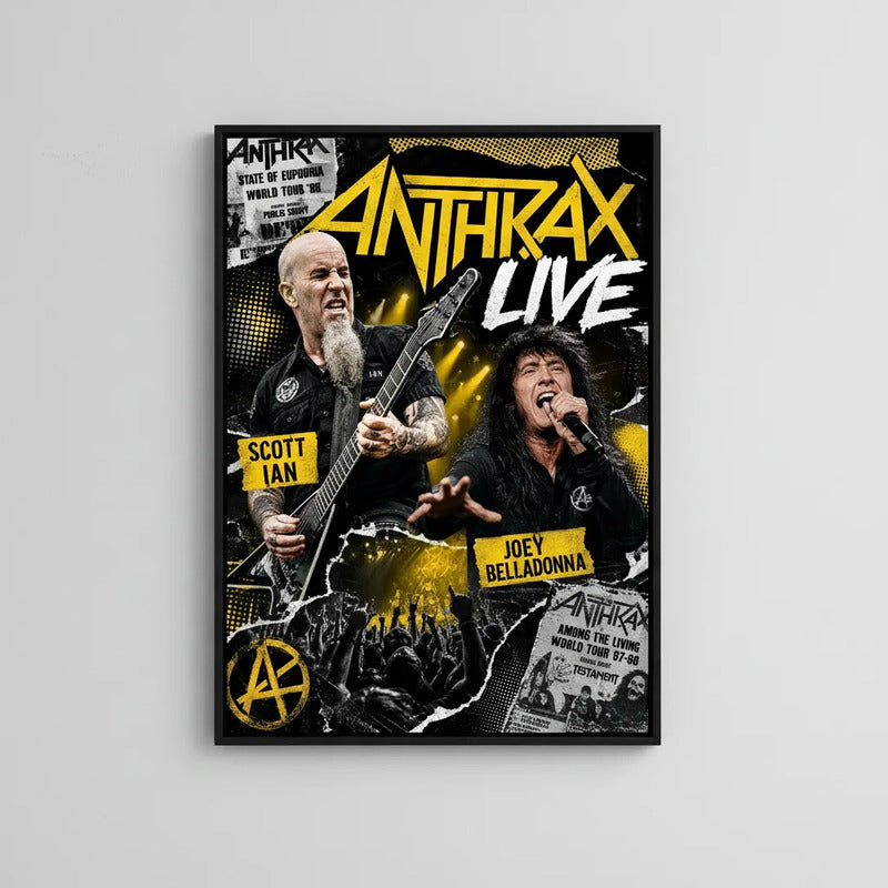 Cuadro Anthrax New York Thrash Heavy Metal Rock Arte Vintage Marco Negro