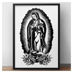 Cuadro Virgen De Guadalupe Blanco Y Negro Tattoo Decoracion