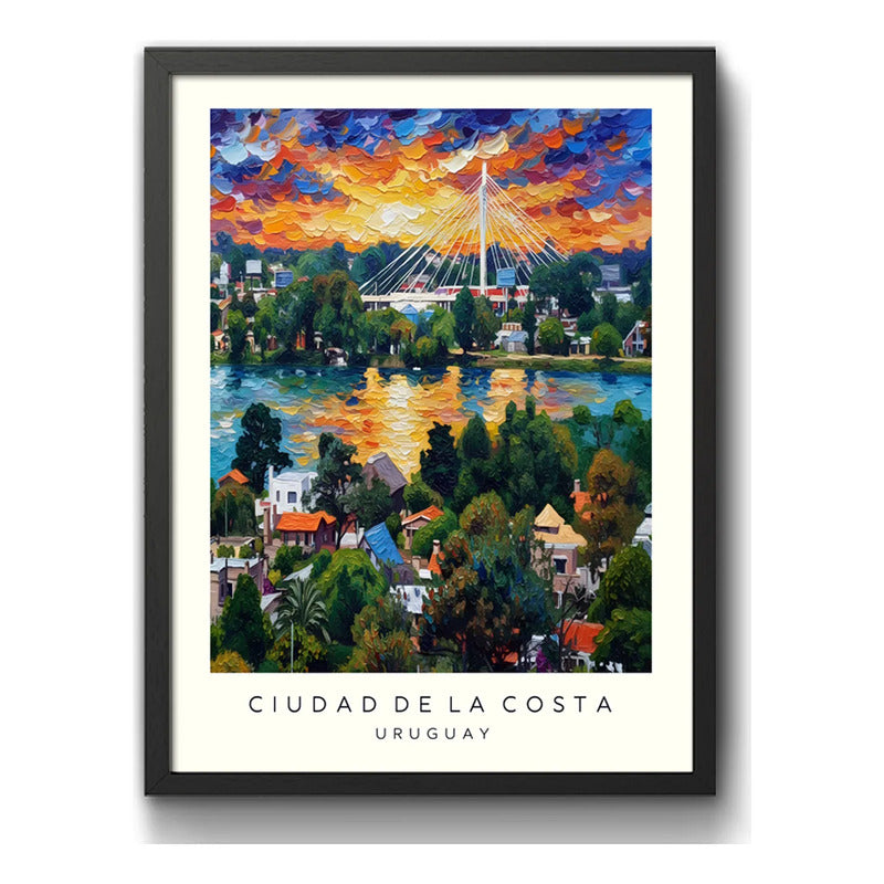 Cuadro Ciudad De La Costa Solymar Uruguay Paisajes Puente Marco Negro