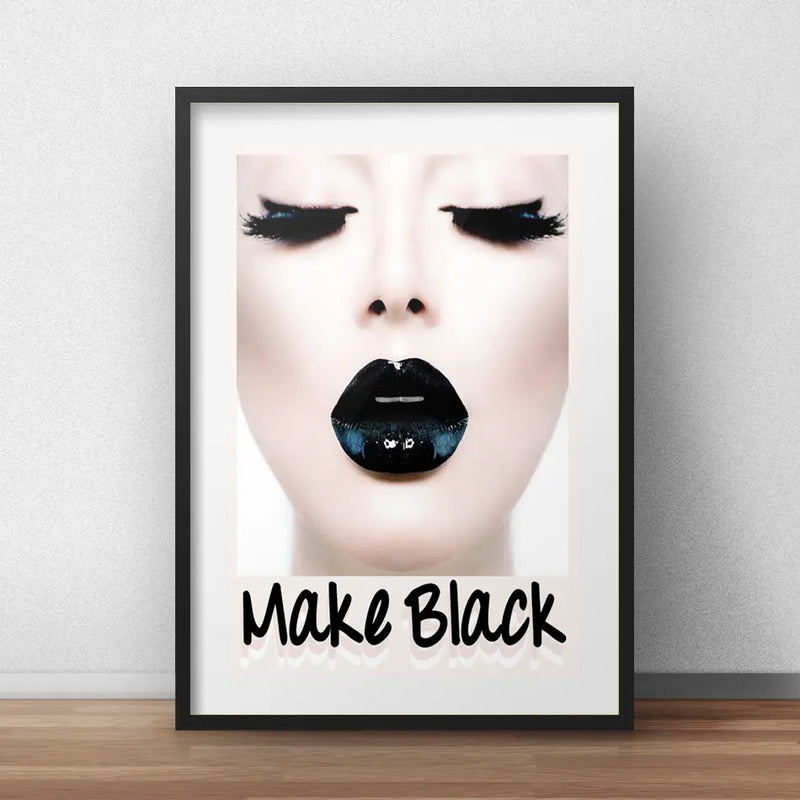Cuadro Boca Fashion Maquillaje Labio Decoracion Con Paspartú