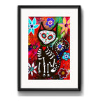 Cuadro Gato Perro Calavera Mexicana Decoracion Con Paspartú