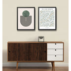 Set 2 Cuadros Dormitorio Living Verde Green Abstracto Morris Marco Negro