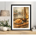 Cuadro Mate Torta Fritas Lluvia Uruguay Arte Retro Cocina Marco Negro