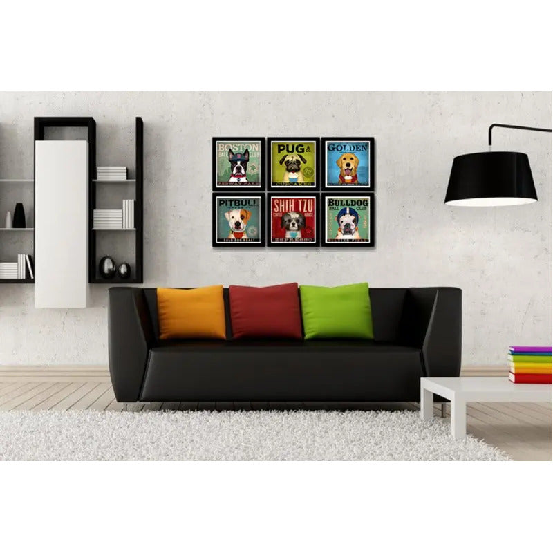 Set 6 Cuadros Perro Cafe Cupcake Pug Pitbull Bulldog Pet