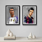 Set 2 Cuadros Messi Cristiano Ronaldo Cr7 Fútbol Decoración