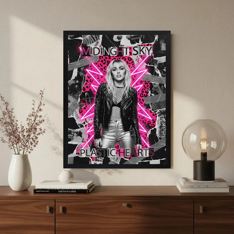 Cuadro Miley Cyrus Plastic Hearts Album Musica Pop Rock Marco Negro