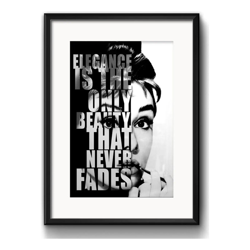 Cuadro Audrey Hepburn Frase Blanco Negro Decoracion Paspartu Marco Negro