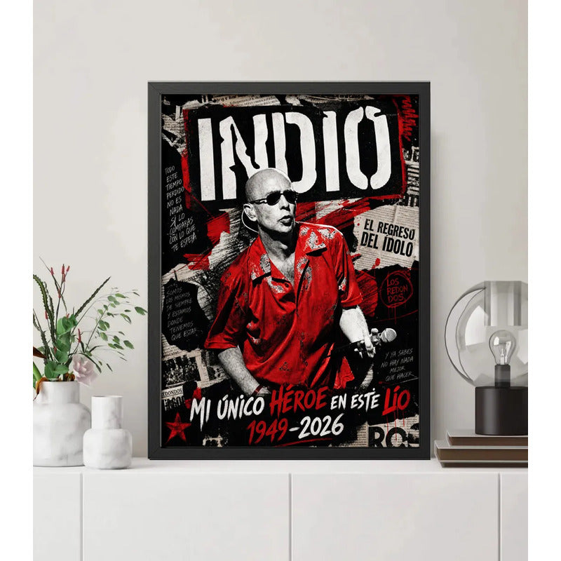 Cuadro Indio Solari Eterno Los Redondos Homenaje Rock Brs5 Marco Negro