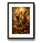 Cuadro San Miguel Arcángel Defensor Dios Jesus Con Paspartú Marco Negro