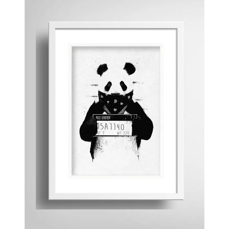 Cuadro Oso Panda Gangster Arte Decoracion Con Paspartú