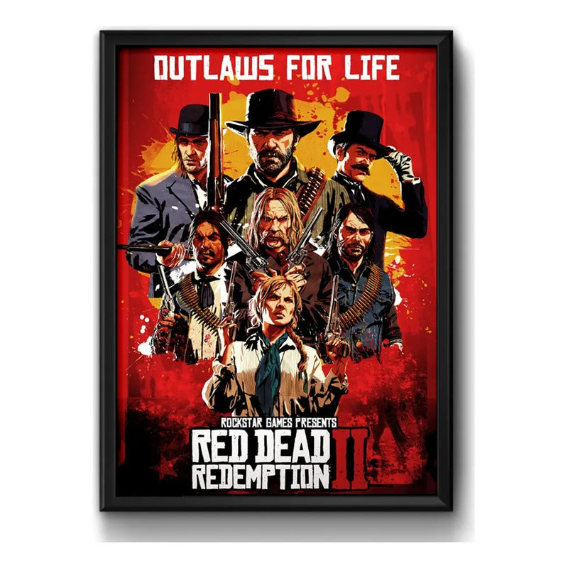 Cuadro Red Dead Redemption 2 Game Juego Decoracion Gamer Marco Negro